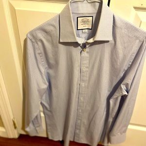 Charles Tyrwhitt dress shirt blue and white checkered Men’s 15.5 33 sleeve